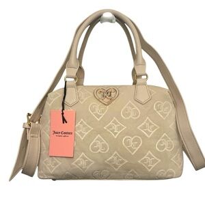 NWT Juicy Couture Glitzed Out Cream Crossbody Velour Satchel Bag Purse